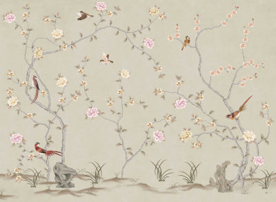新中式壁画仙鹤荷花花鸟