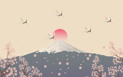 新中式壁画仙鹤荷花花鸟