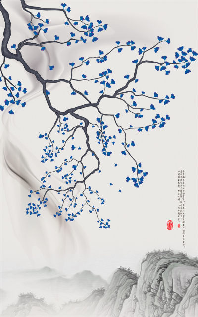 新中式壁画贴图