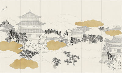 中式山水壁画贴图