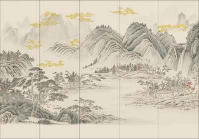 中式山水壁画贴图