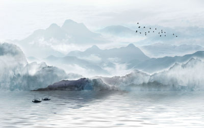 中式山水壁画贴图