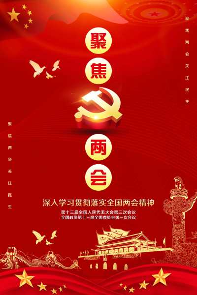 红色党建党课党政聚焦全国两会宣传海报两会党建党课党政