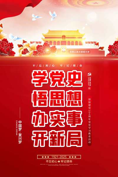 百年党史学习教育党动员大会海报党建海报