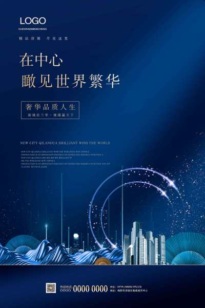 蓝色大气在心中瞰见世界繁华房地产宣传海报设计