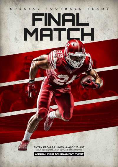 橄榄球运动员体育竞技联赛比赛海报