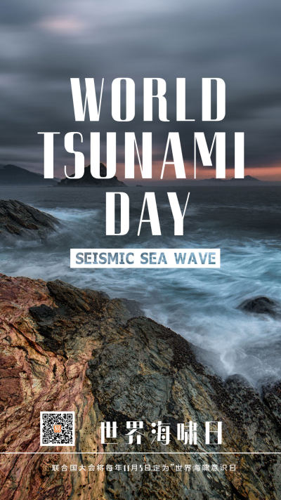 世界海啸日摄影图海报