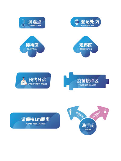 蓝色简约创意医院主题氛围地贴标识医院地贴