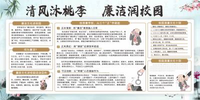 浅蓝色中国风清廉学校反贪污腐败展板宣传栏清廉学校宣传栏