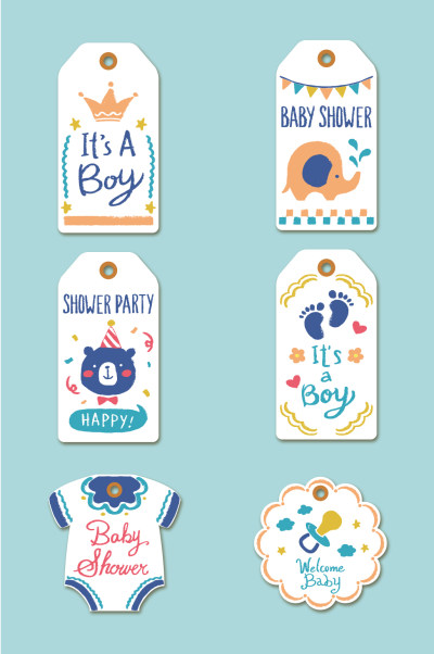 白蓝圣诞节吊牌素材