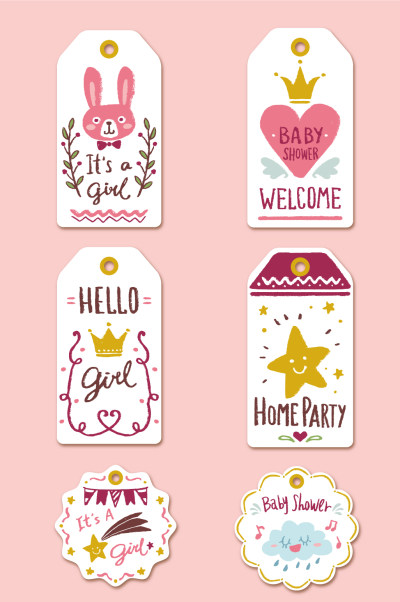 白色粉色圣诞节吊牌素材