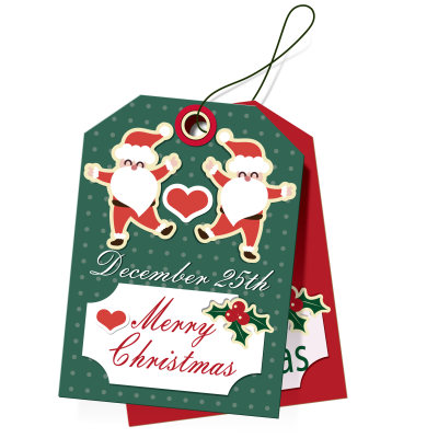 复古圣诞老人波点吊牌