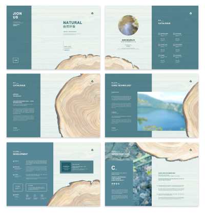 浅墨蓝简约高级环保画册