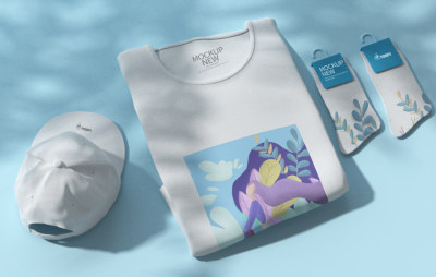 清新蓝3D休闲运动服饰vi样机