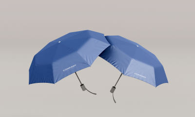 蓝色雨伞LOGO样机模板宣传