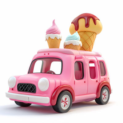 卡通可爱快餐甜品汽车