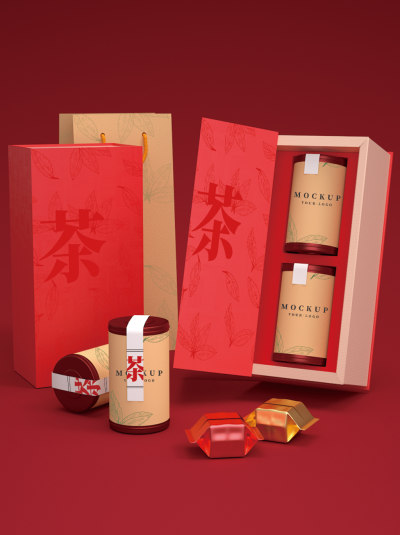 c4d茶叶包装样机素材