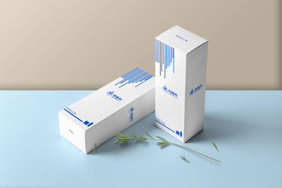 蓝色礼盒化妆品包装样机设计模板