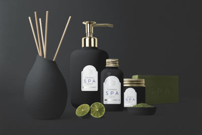 黑色质感化妆品VI包装效果图样机