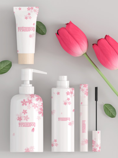 粉色化妆品套装包装样机