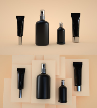高端大气黑色化妆品包装模型