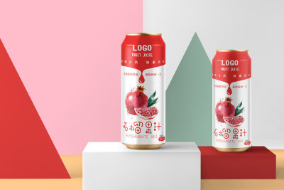 红色石榴果汁易拉罐包装