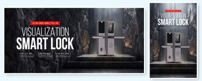 时尚简约智能门锁五金机械小家电电商轮播海报banner跨境电商