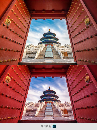 古典暖黄色增温复古秋日滤镜PS动作预设