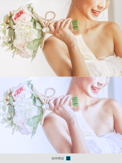 PS动作预设模板设定素材播放清新日系风格