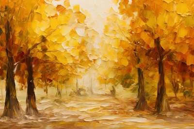 金秋调色刀艺术高度的五颜六色的橙红印象派秋天抽象绘画背景画笔描边油画颜料的自然质感高品质的细节可用于网页设计艺术印刷带纹