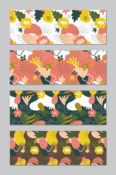 矢量抽象菠萝卡通无缝填充包装纸壁纸图案