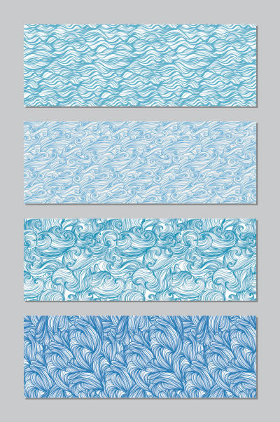 蓝色海浪纹理无缝填充包装纸壁纸图案