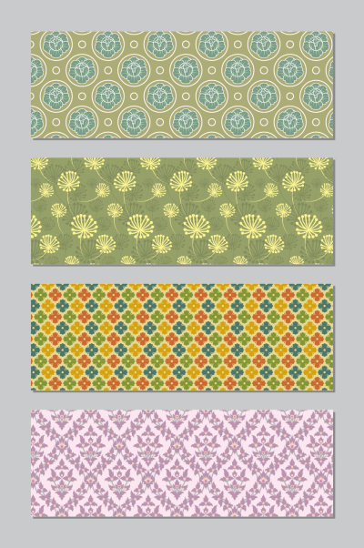 清新花卉平铺背景无缝填充包装纸壁纸图案