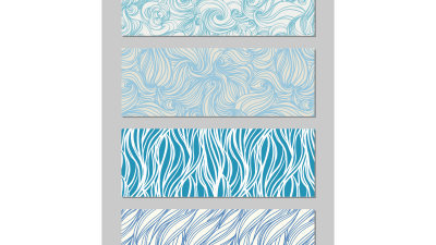 矢量手绘抽象海浪纹理无缝填充平铺背景