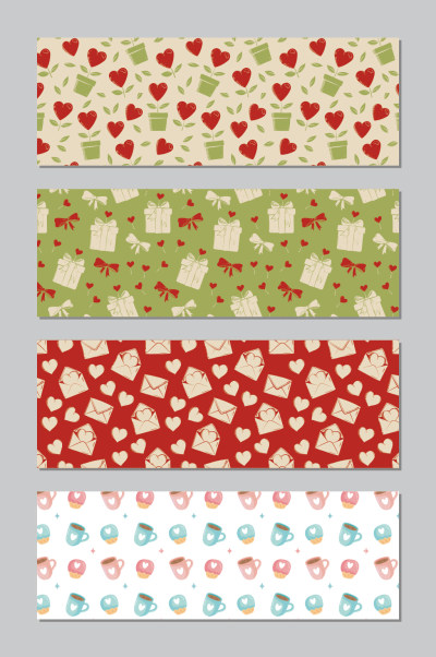 情人节礼物包装纸壁纸无缝填充印花图案