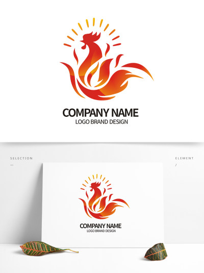 红色火焰烤鸡店logo餐饮行业标志