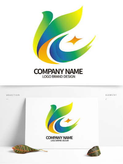 简约蓝绿飞鸟教育行业logo商标设计