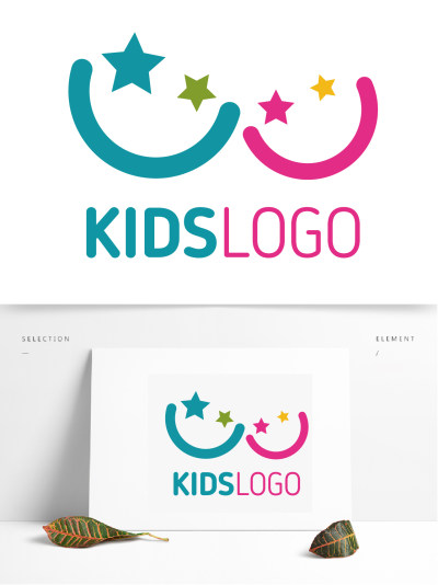星星笑脸儿童托育托管机构LOGO标志设计