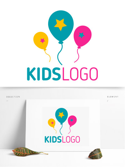 儿童童真气球幼儿园托管机构教育LOGO设计