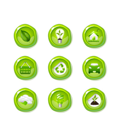 立体水晶绿色环保图标