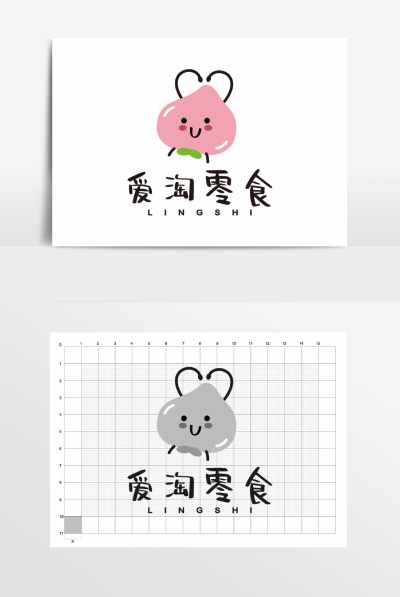 可爱桃子零食馋嘴食品LOGO标志