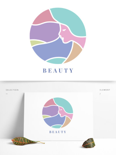 马卡龙梦幻色系美容美发行业logo