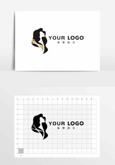美女剪影美发理发店LOGO标志
