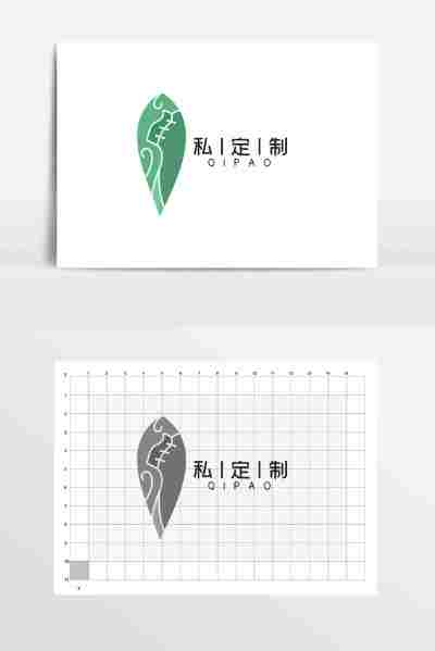 绿色私人订制叶子旗袍LOGO标志