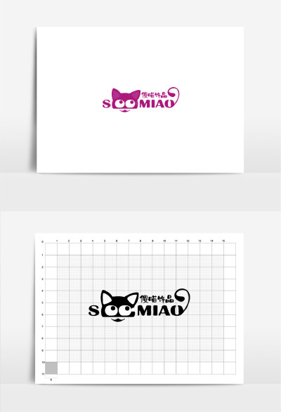 紫色可爱卡通猫咪饰品logo标志