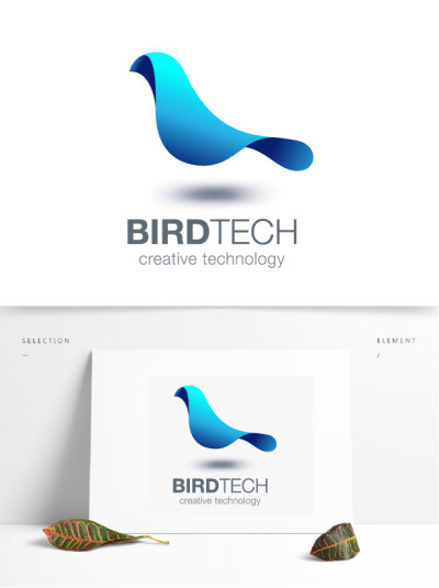 蓝色小鸟曲面企业标识logo