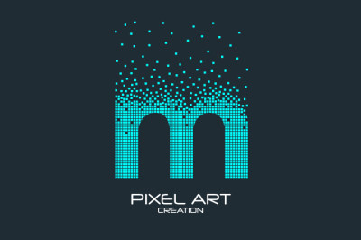 蓝色M发散型科技感企业logo