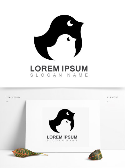 黑白色简约鸟巢logo设计