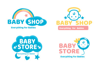 彩虹卡通母婴品牌LOGO矢量素材