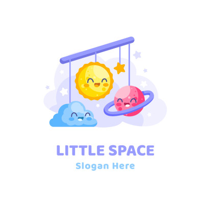 星球卡通母婴品牌LOGO矢量素材